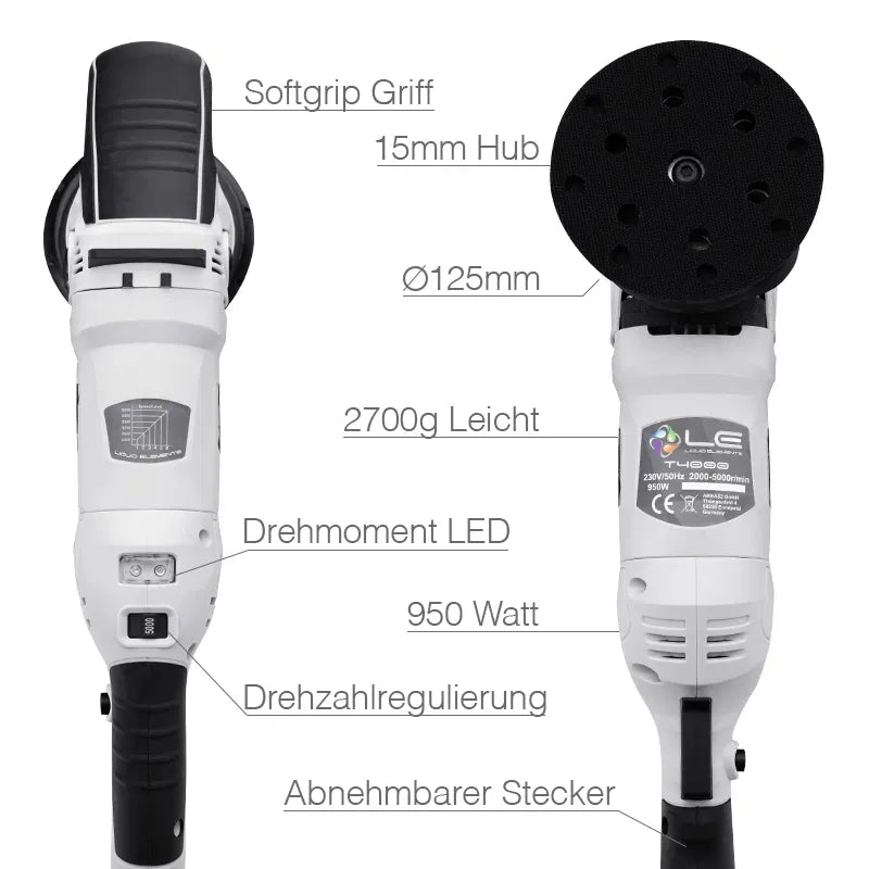 Liquid Elements T4200 EU Machine Polisher 15mm Orbit 950Watt